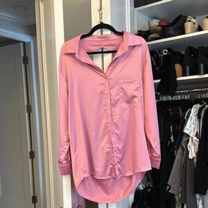 Pink Button-Up Blouse